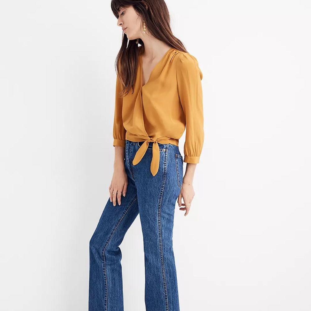 Madewell pink silk wrap top